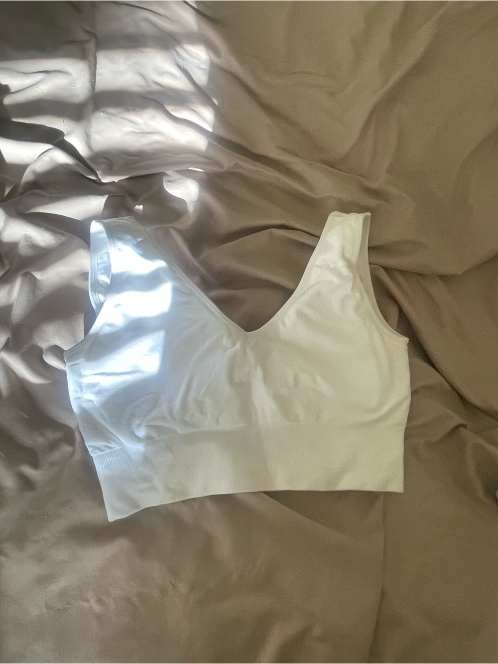 NVGTN White Seamless V-Neck Crop Bralette